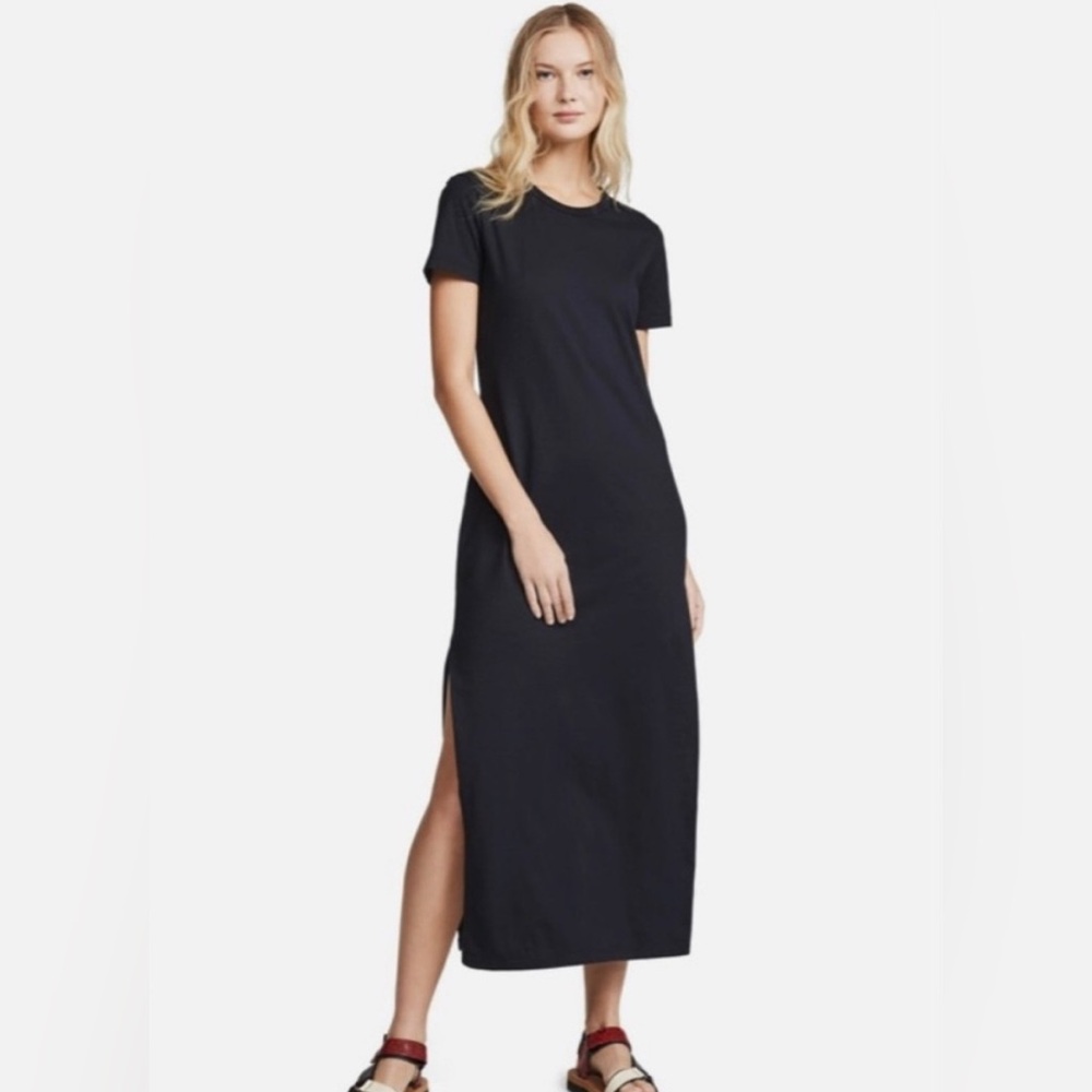 AG Adriano Goldschmied black cotton maxi dress w/ side leg split - size small